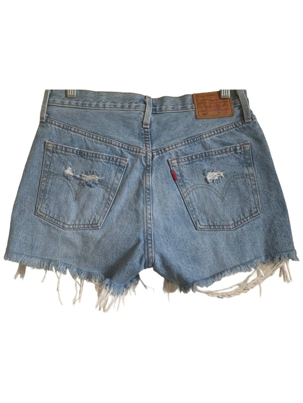 LEVI'S Fault Line Light Wash 501 High Rise Distressed Denim Shorts Sz 27 - Picture 5 of 9